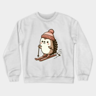 Cute hedgehog Skiing Crewneck Sweatshirt